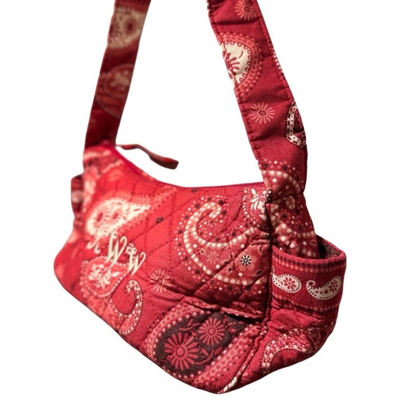 Soon Vintage Vera Bradley Small Maggie Satchel & Coin Purse Mesa Red Paisley Set - Picture 7 of 16